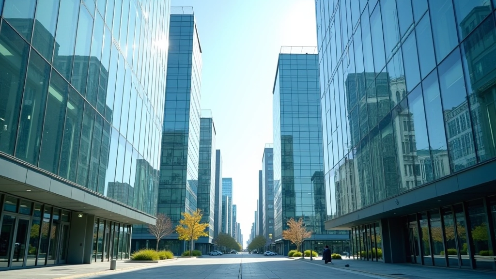 Modern teknokent ofisleri, cam yapılar ve startup çalışma alanları